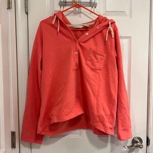 Orvis‎ Coral Pink Button Up Hooded Sweatshirt
